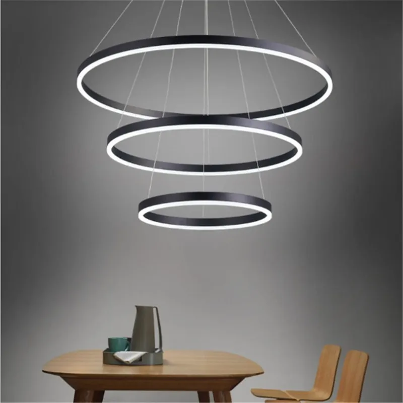 

Home modern minimalist light luxury atmosphere creative room bedroom dining room decoration LED ring chandelier