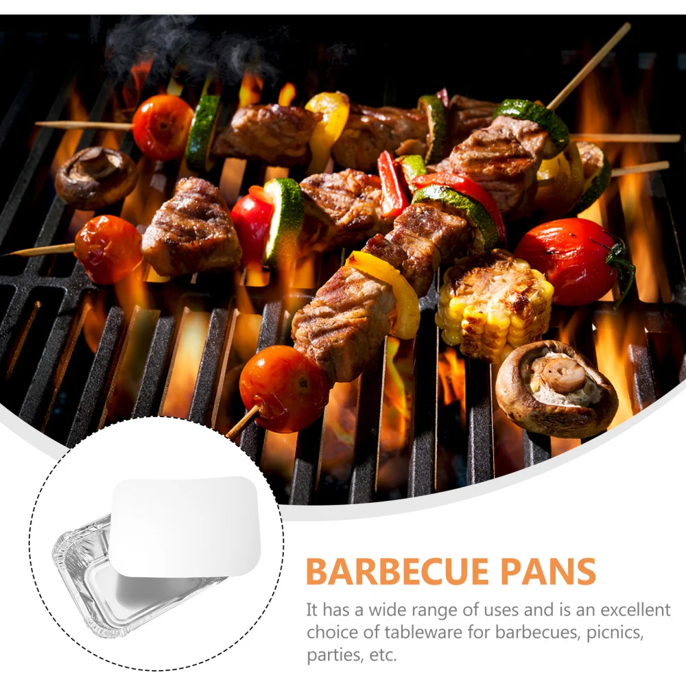 

125pcs Tin Foil Pans Portable Foil Pans Foil Boxes Barbecue Boxes with Lids