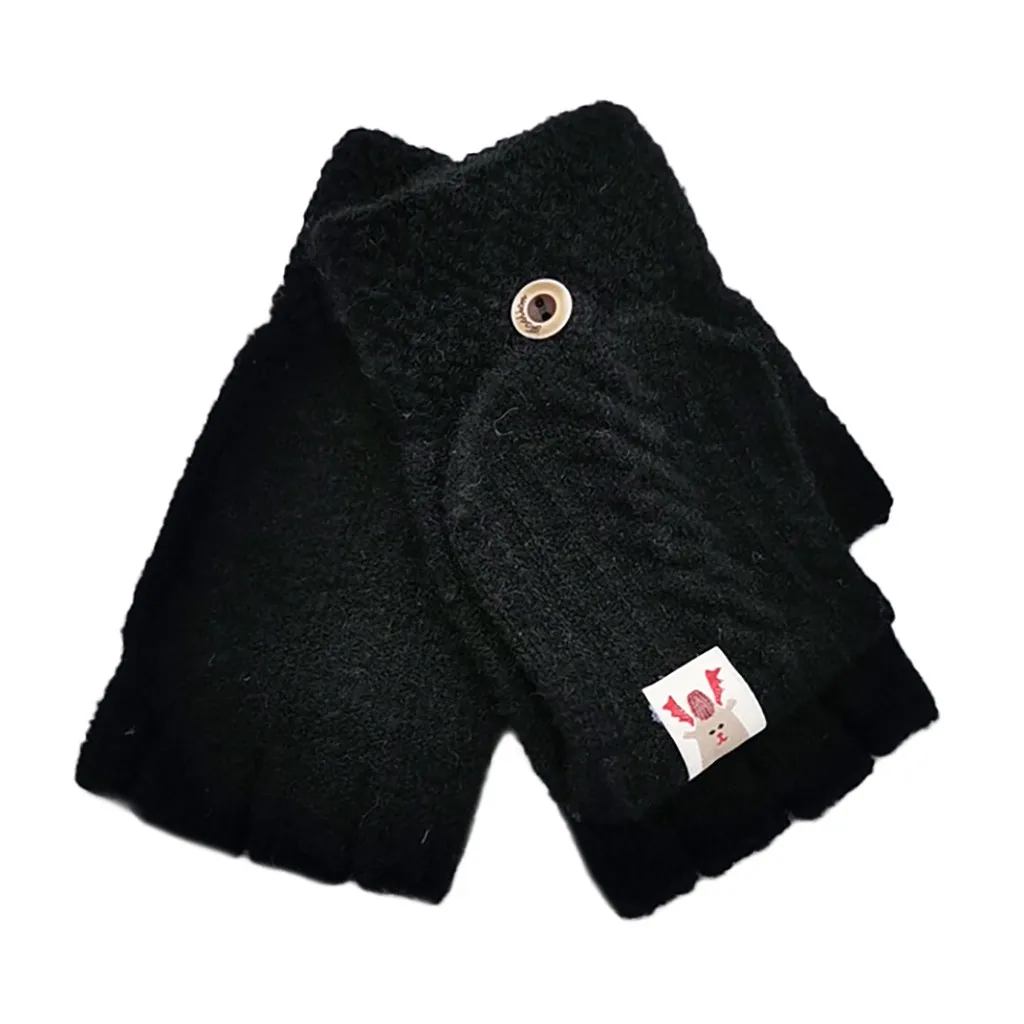 Baby Winter Gloves Child Kids Girl Boys 2-8 Years Half Finger Flip Cover Gloves Boy Warm Children Mittens Knitted Gloves