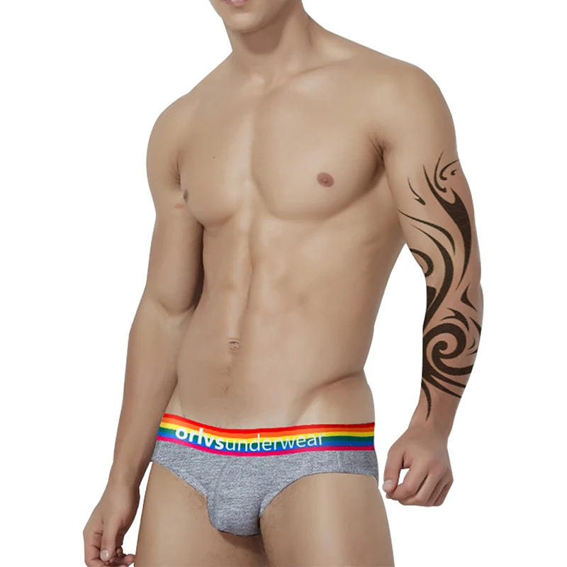 Трусы-брифы мужские сетчатые радужные пикантное нижнее белье бикини трусы-джоки