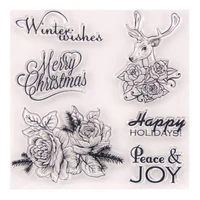 1pc rose deer transparent clear silicone stamp seal diy scrapbook rubber stamping coloring embossing diary decoration reusable