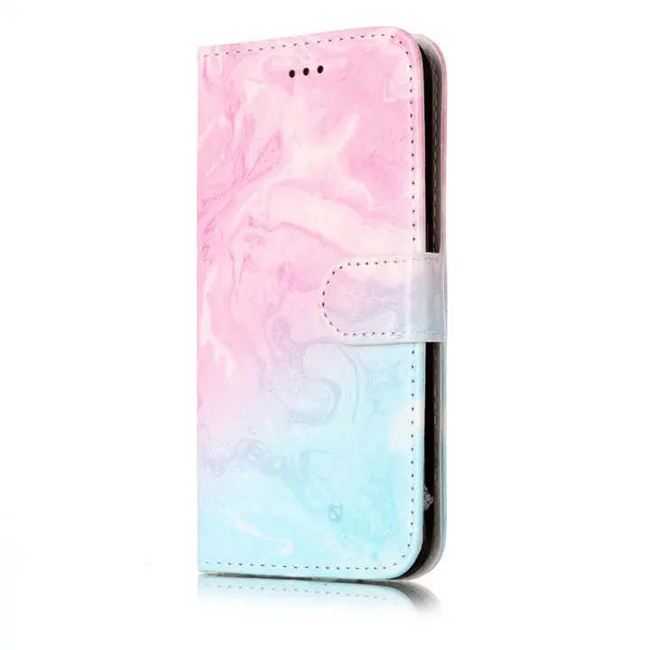 Кожаный чехол-портмоне с откидной крышкой чехол КРЫШКА ДЛЯ samsung Galaxy S9 S8 плюс S7 S6 край S5 Note8 J3 J5 J7 A3 A5 слот для карт памяти чехол P01G - Цвет: Pink Green Marble