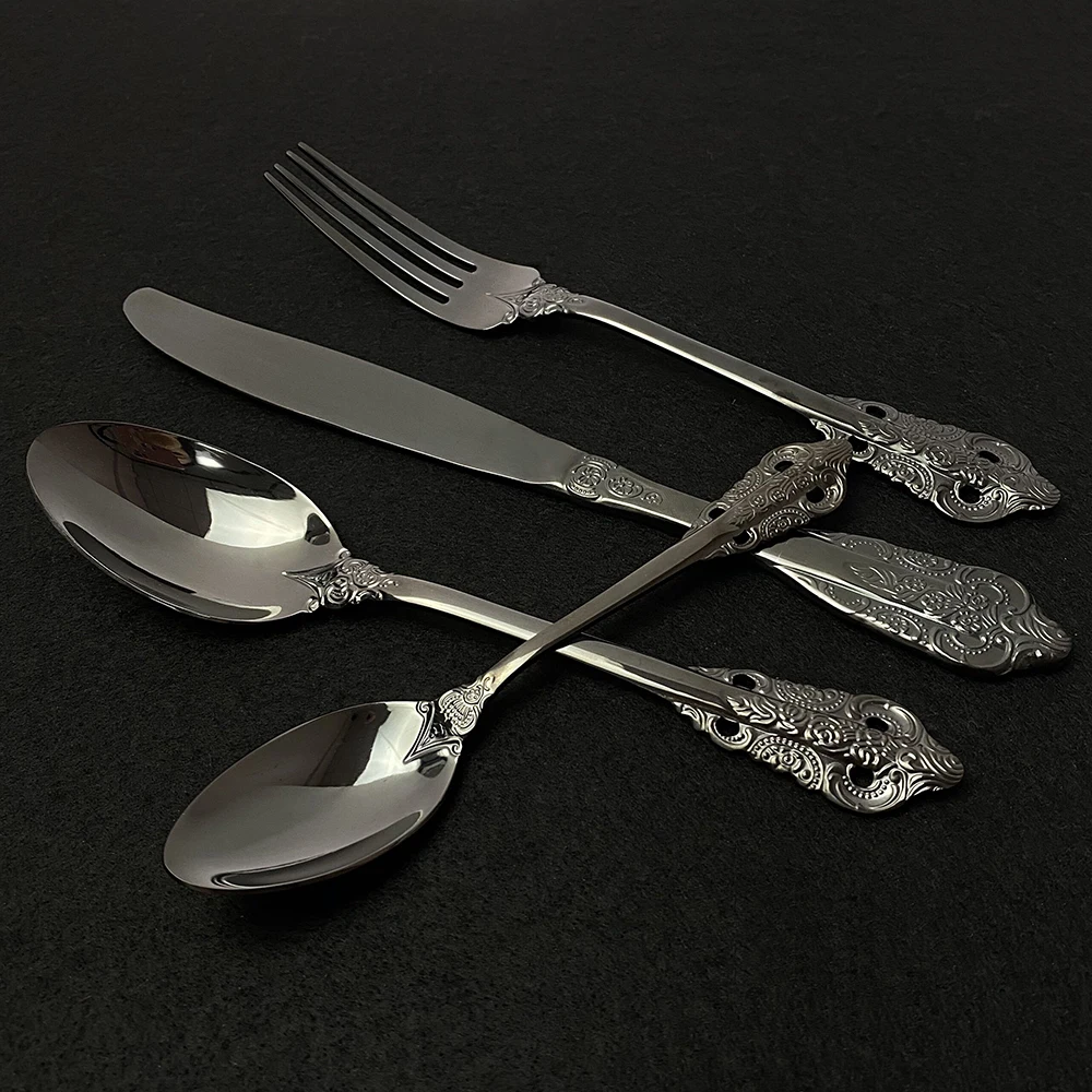 Черный набор столовых приборов из нержавеющей стали 18/10 столовые приборы