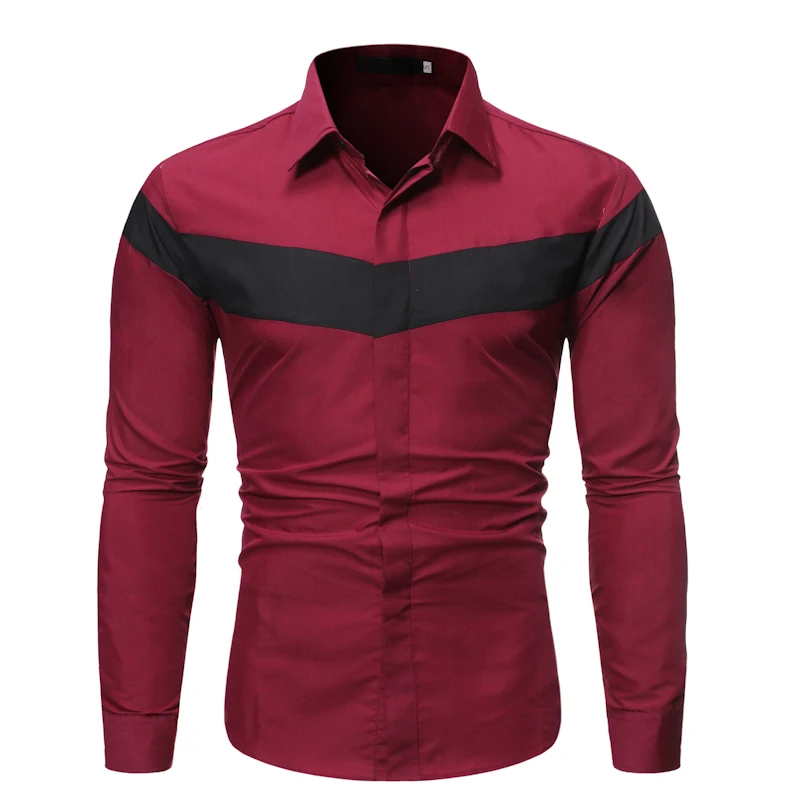 Мужская Черная Лоскутная деловая Повседневная рубашка 2020 брендовая новая