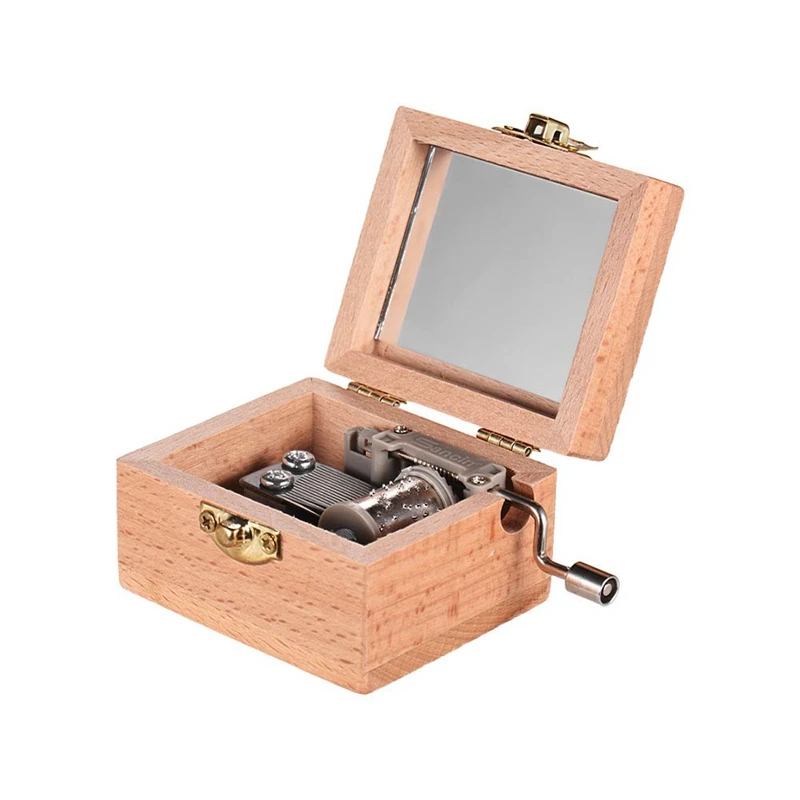 Деревянная музыкальная шкатулка с рукояткой Классическая мелодия день рождения