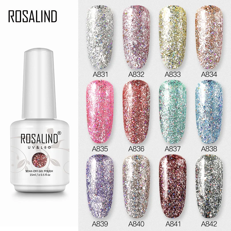 ROSALIND 15 мл Радужный Платиновый Гель лак для ногтей УФ светодиодный Полупостоянный
