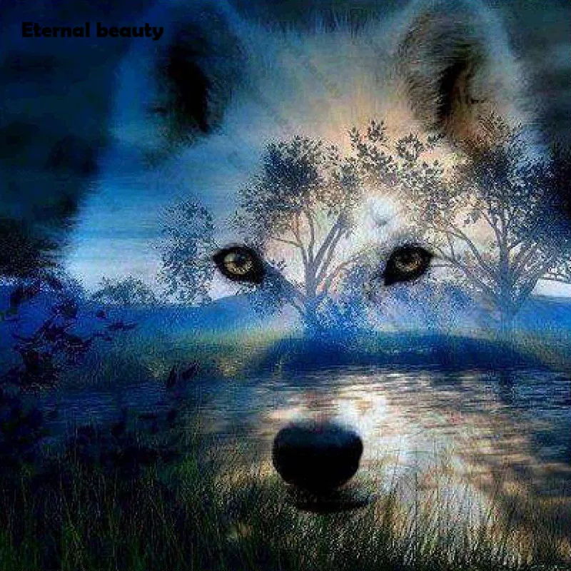 

Creative Diamond Painting Diy Wolf Head 5D Diamond Mosaic Handmade Cross Stitch Kits Diamond Embroidery Rhinestones Home Decor
