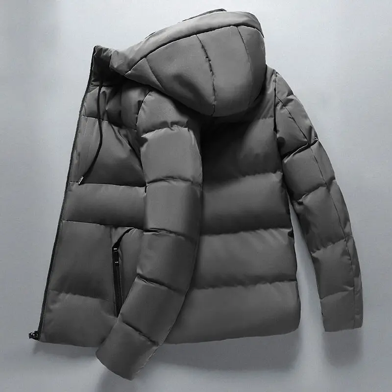 2021 winter new Korean down padded jacket men's youth hooded jacket padded jacket men's slim short padded jacket