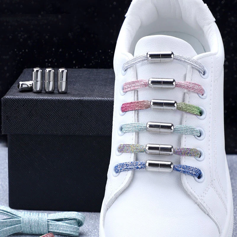 1Pair No Tie Shoelaces Unisex Elastic Shoelaces Locking Shoe Laces Strings For Kid Adult Sneakers Shoelace 23 Color Shoestrings