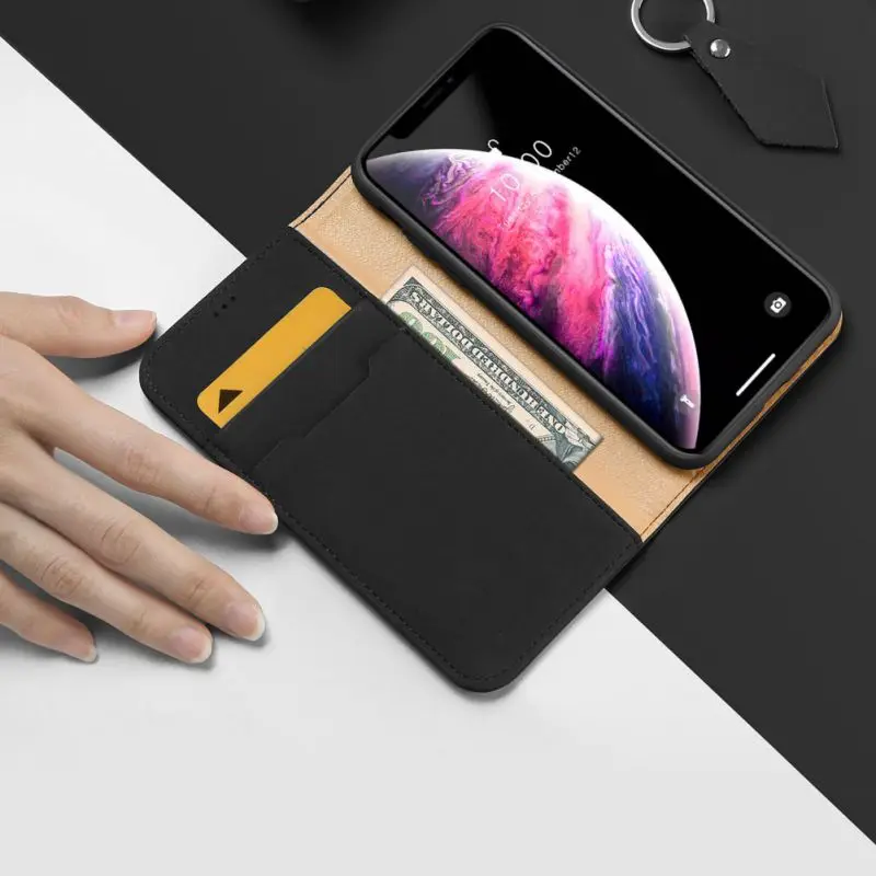 Полностью Защитные чехлы для iPhone11ProMAX, Магнитный чехол с откидной крышкой и отделениями для карт, однотонные чехлы из натуральной кожи пу и ТПУ