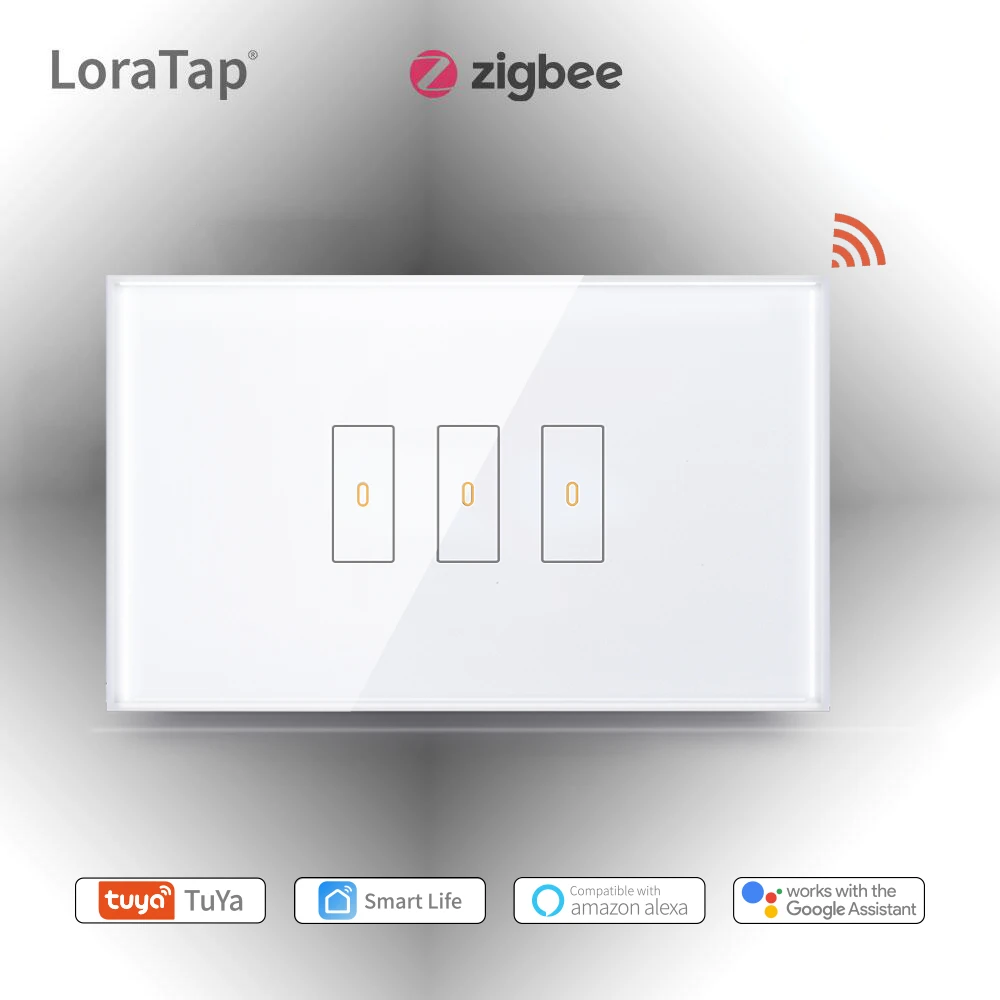 

LoraTap ZigBee настенный сенсорный Умный светильник-выключатель с нейтральным проводом Tuya US 1 2 3 Gang Control совместимый с Alexa Google DIY