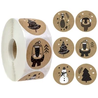 500pcsroll happy christmas day animal stickers 6 kinds of snowflake christmas label gift box decoration family sticker