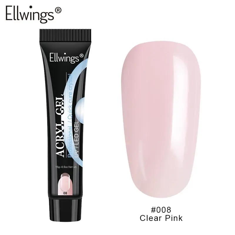 clear pink Ellwings, полигель для быстрого строительства, гель для ногтей, акриловый, полигель, кристалл, УФ, гель для наращивания, решение для выскальзывания, быстрое удлинение геля - Цвет: clear pink