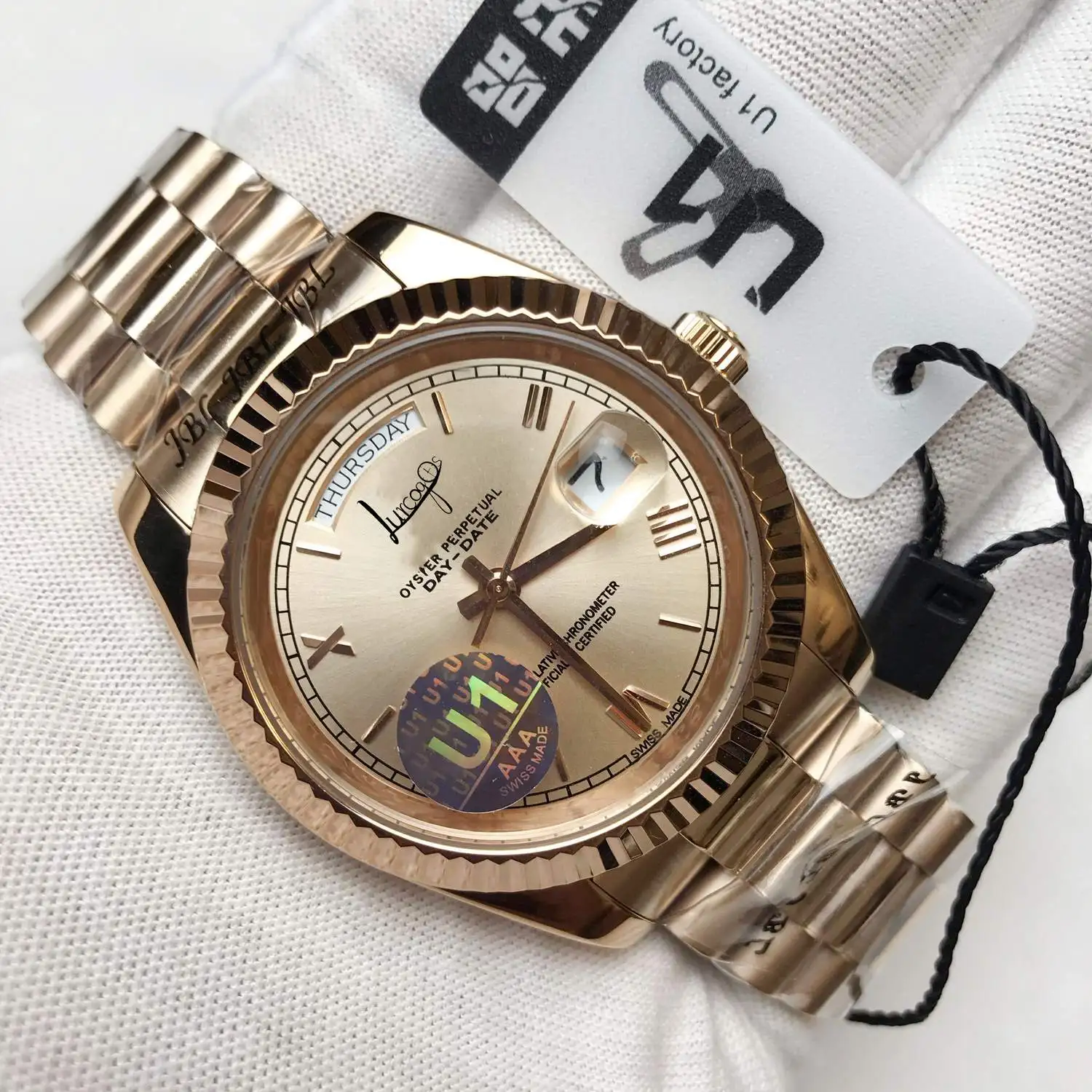 

rose gold U1 luxury watch men 40mm perfect RLX DayDate automatic mechanical sweeping Stainless steel