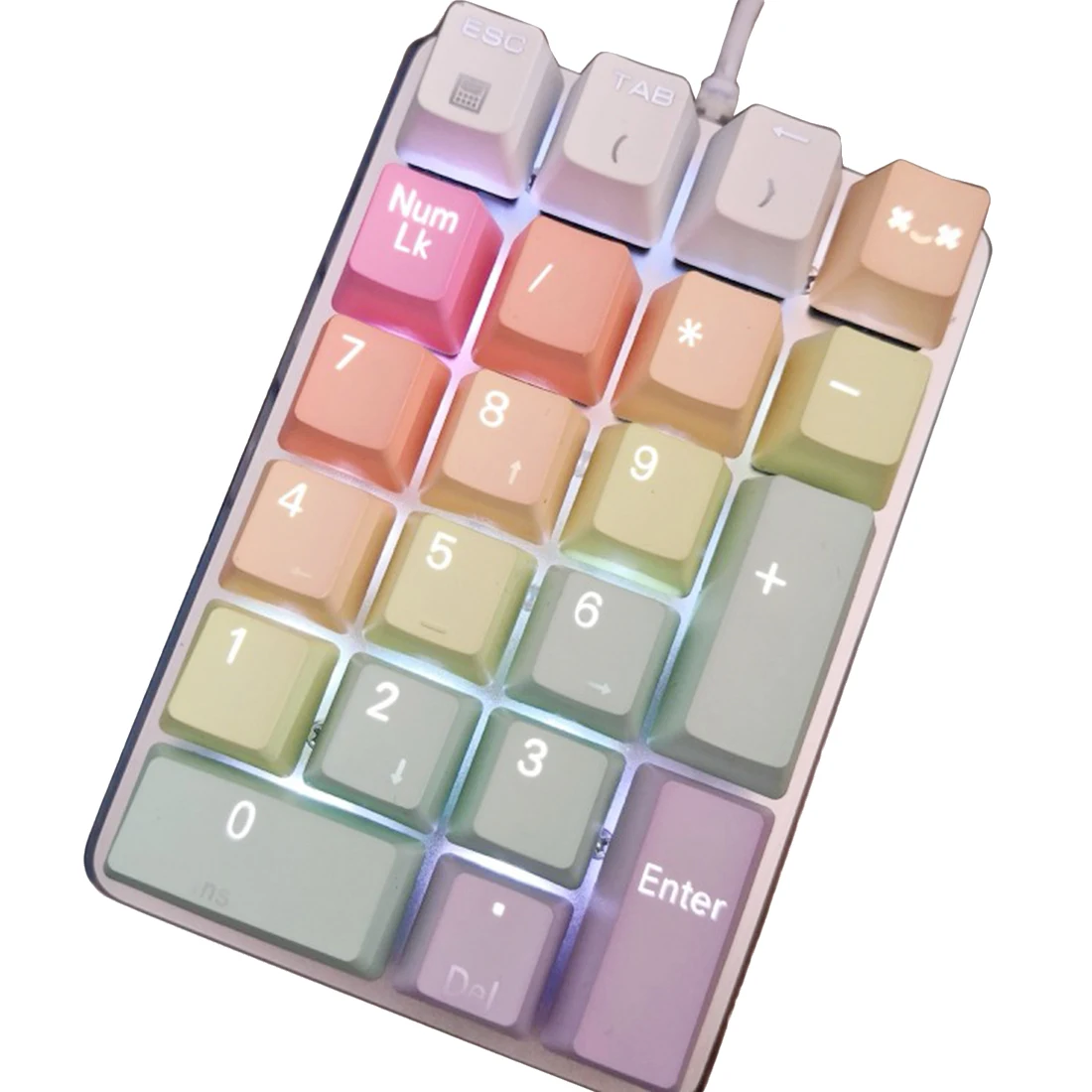 

21 Keys Mini Wired Mechanical Keypad PBT Keycaps Keyboard Numeric Keypads for Notebook Financial Accounting Data - Rainbow