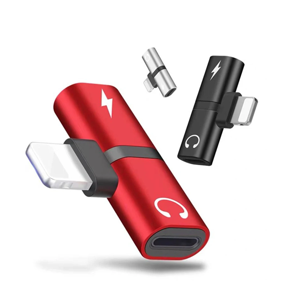 

Metal 2 in 1 Splitter Audio Adapter Charging Connector for iPhone XR X XS 11 12 Pro Max 7 8 Plus 12 mini Earphone Jack Converter