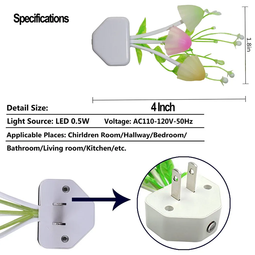 

Romantic Colorful Sensor LED Mushroom Night Light Wall Lamp Home Decor LED Night Light Home Decor Lamp #25