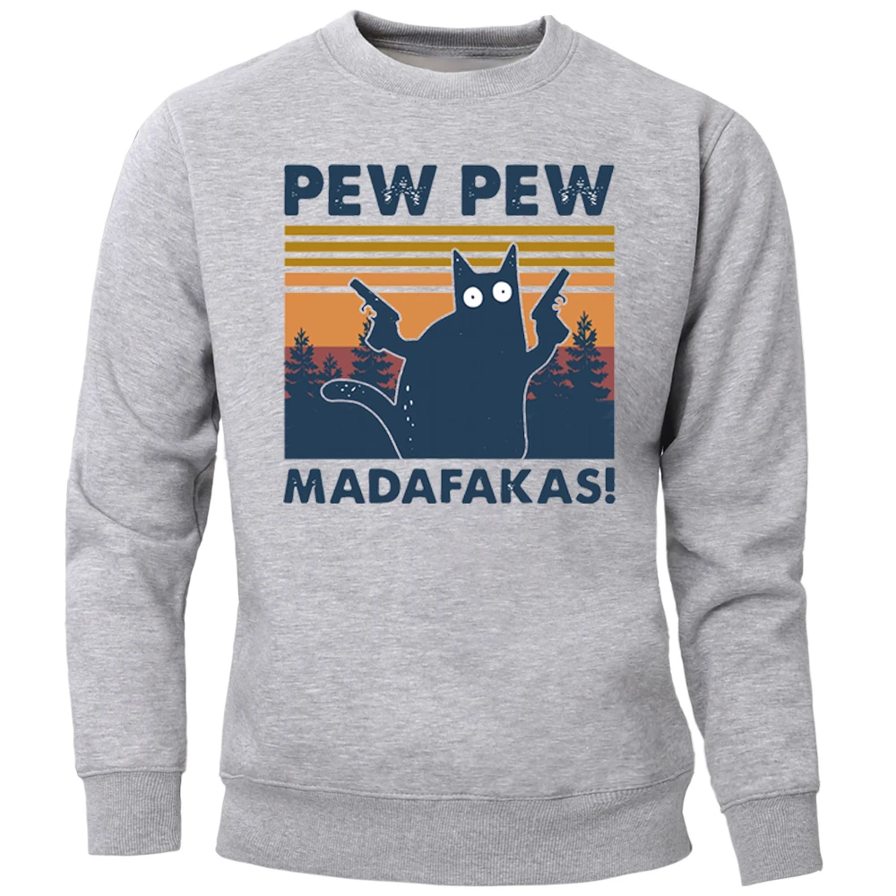 

Lovely Cat Pew Madafakas Sweatshirt Mens Korean Hipster Crewneck Tops 2020 New Round Collar Pullovers Men Brand Clothing Hoodies