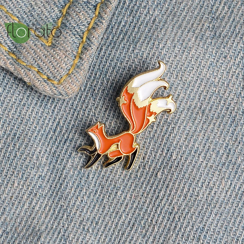 Эмалированная булавка в виде лисы мультяшный рюкзак для рубашки булавки значки