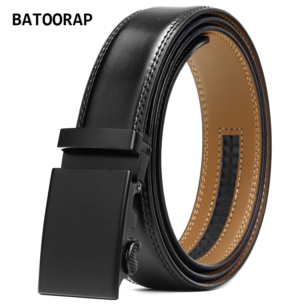 

BATOORAP High Quality Men's Leather Belt Black Buckle Fashion Men's accessories Luxury Designer Male Business Trouser Strap EL20