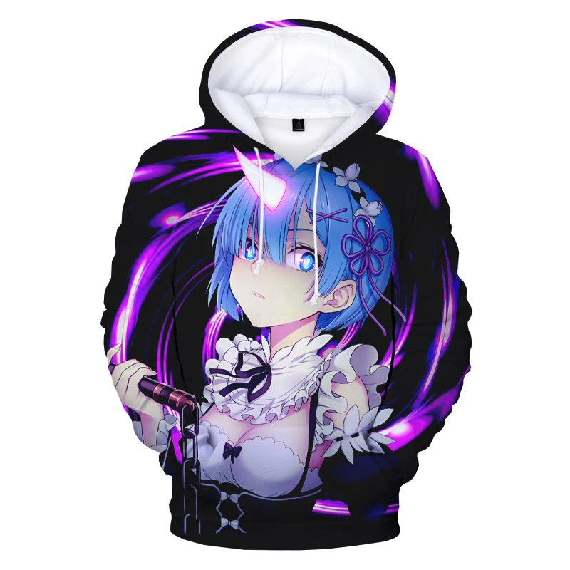 

Hot RamRem 3D Printed Hoodies Unisex Sweatshirts Japanese Anime Re:Life in a Different World from Zero Hoodies