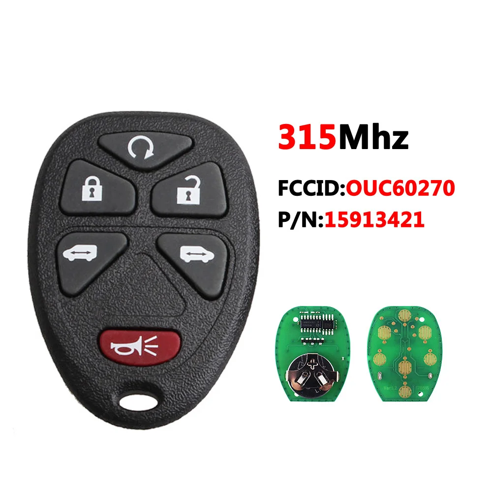 

Брелок XNRKEY OUC60270 с 5 + 1 кнопками, Новый дистанционный запуск, безключевой запуск, брелок для Chevrolet Impala 2006-2013 15913421