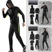 5pcs mens workout clothes outfit fitness apparel gym outdoor running compression pants shirt top long sleeve jackets wh