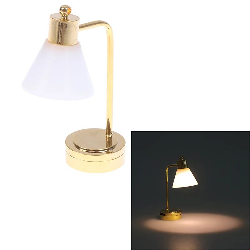 

1PC 1:12 Dollhouse Miniature Table Lamp with LED Light Model For Doll House Living Room Decor Toys