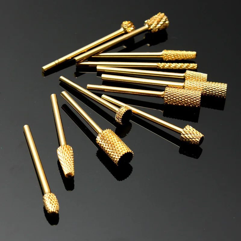 12 шт./кор. золото Цвет шлифовальная насадка для ногтей сверло Вольфрам карбида