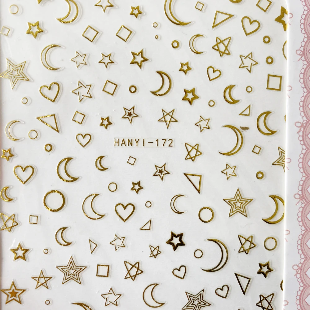 

1pcs white butterfly line Design 3D Nail Art Stickers English phrases Color ink Adhesive DIY Transfer Nail Decals Decoration