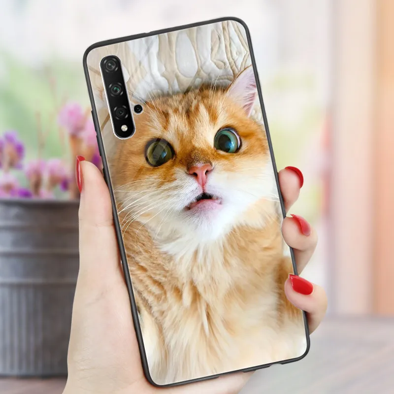 Чехол для телефона Huawei Nova 5T глянцевый Жесткий пластиковый с милым котом Mate 20 Lite PRO