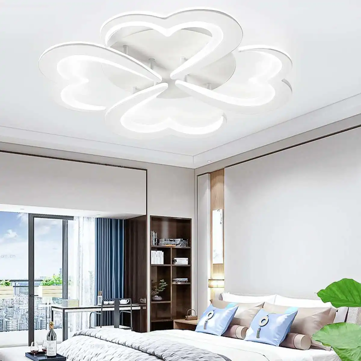 

24W 220V Dimmable Modern Acrylic LED Ceiling Light 4 Hearts Ceiling Lamp for Home Living Room Bedroom Fixture LED Chandelier