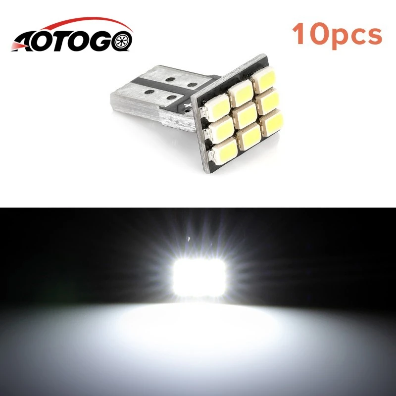 10 шт. T10 светодиодный 9SMD белый номерного знака автомобиля светильник хвостовые