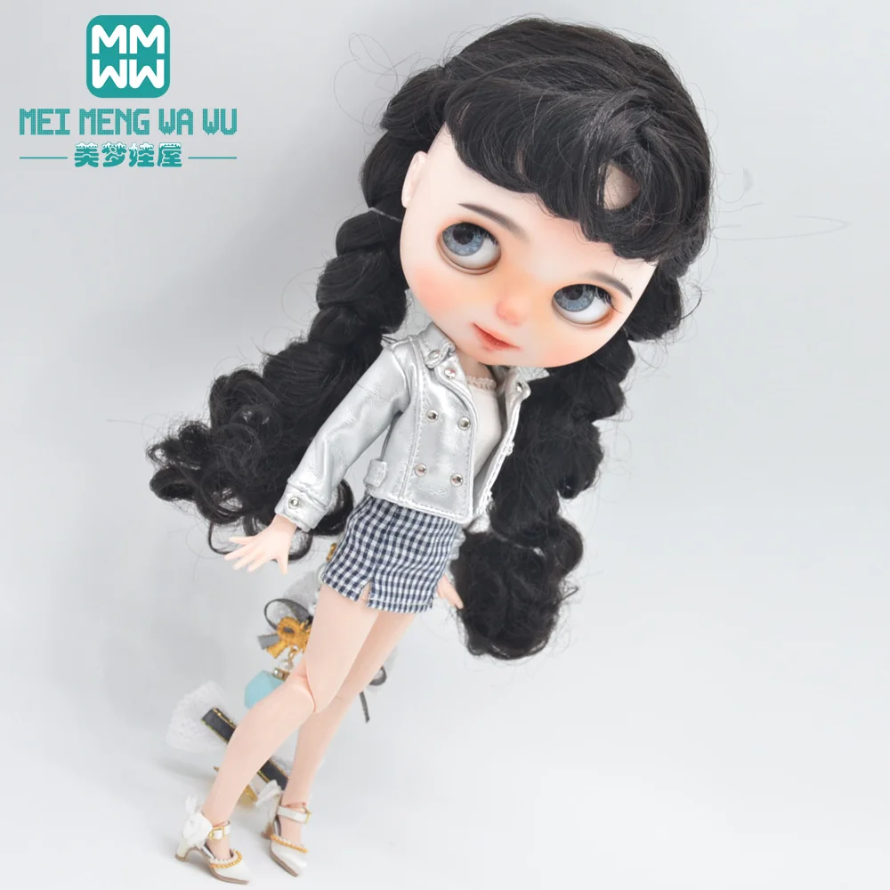 

Blyth clothes New Fashion plaid skirt, leather jacket for 28-30cm Azone 1/6 doll accessories