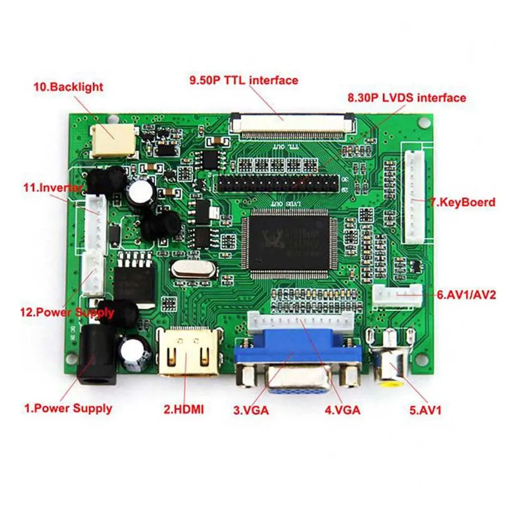 HDMI VGA 2AV LVDS ACC TTL жк дисплей Контроллер 50pin плата комплект для 7 8 9 дюймов ЖК монитор