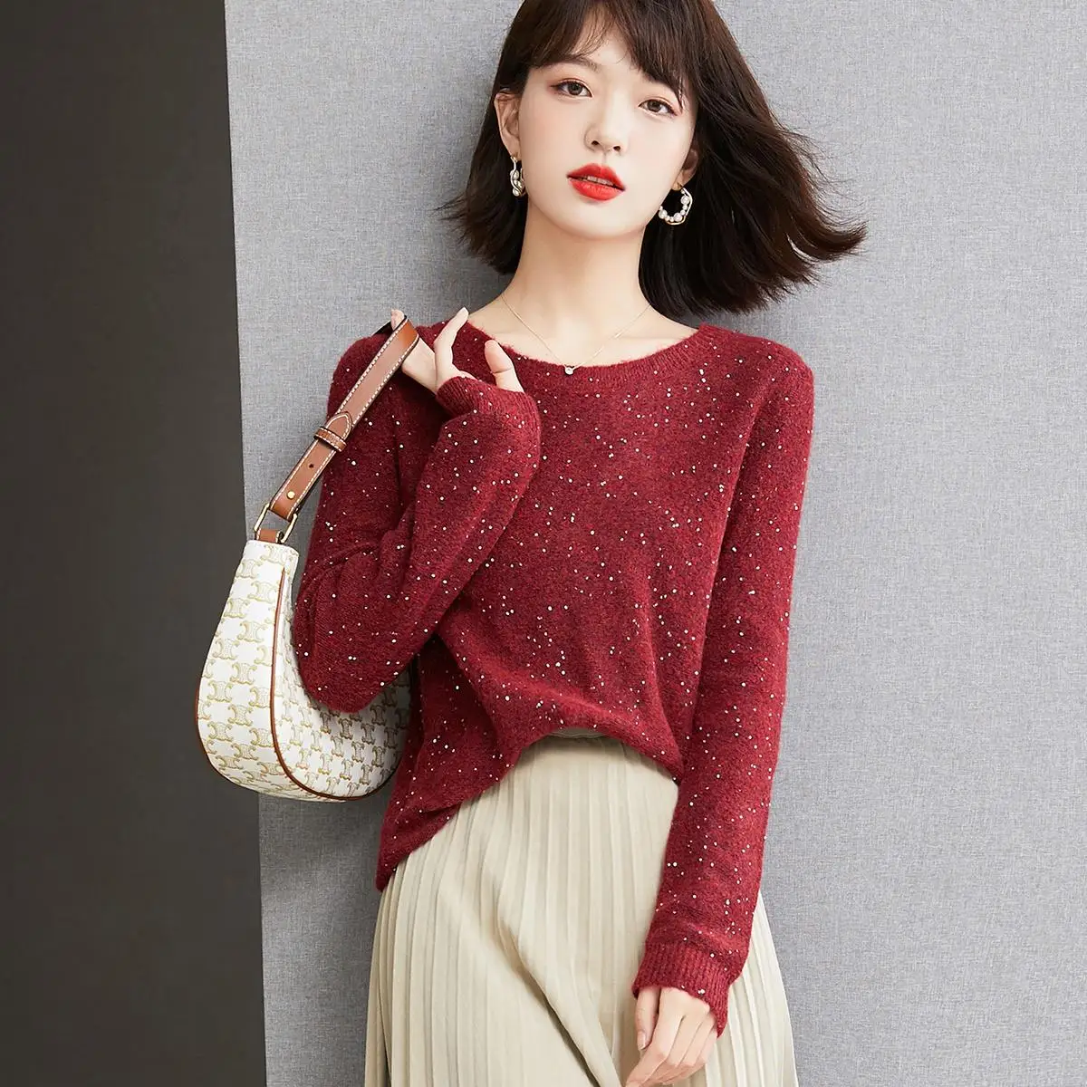 

Turtleneck Sequins Black Korean Style Fashion Pullovers For Women'S Ladies Autumn Winter 2021 Clothes Women Sweater Tops Blouse