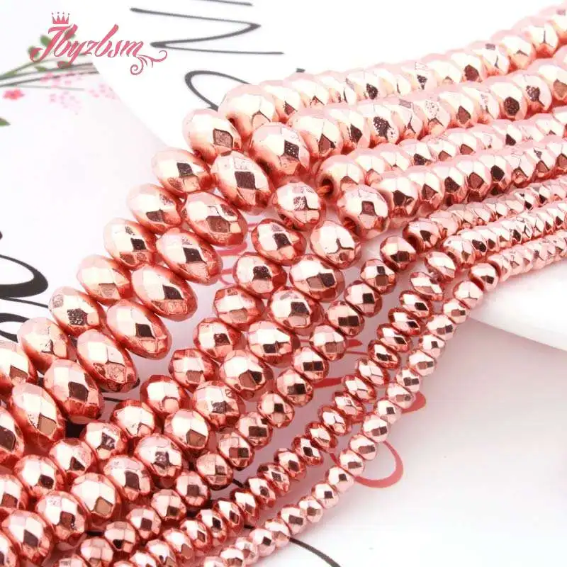 Граненые бусины цвета розового золота граненые из гематита и геши каменные для