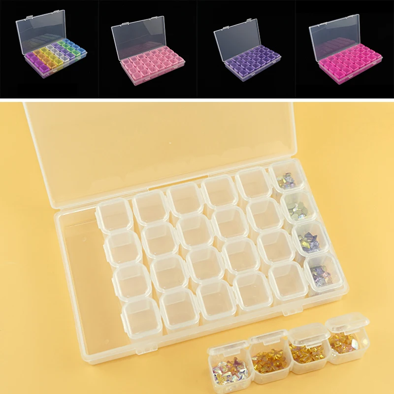 

Adjustable Embroidery Bead Organizer Diamond Storage Dismountable Container New Hot Sale Home Storage 28 Grids Nail Jewelry Box