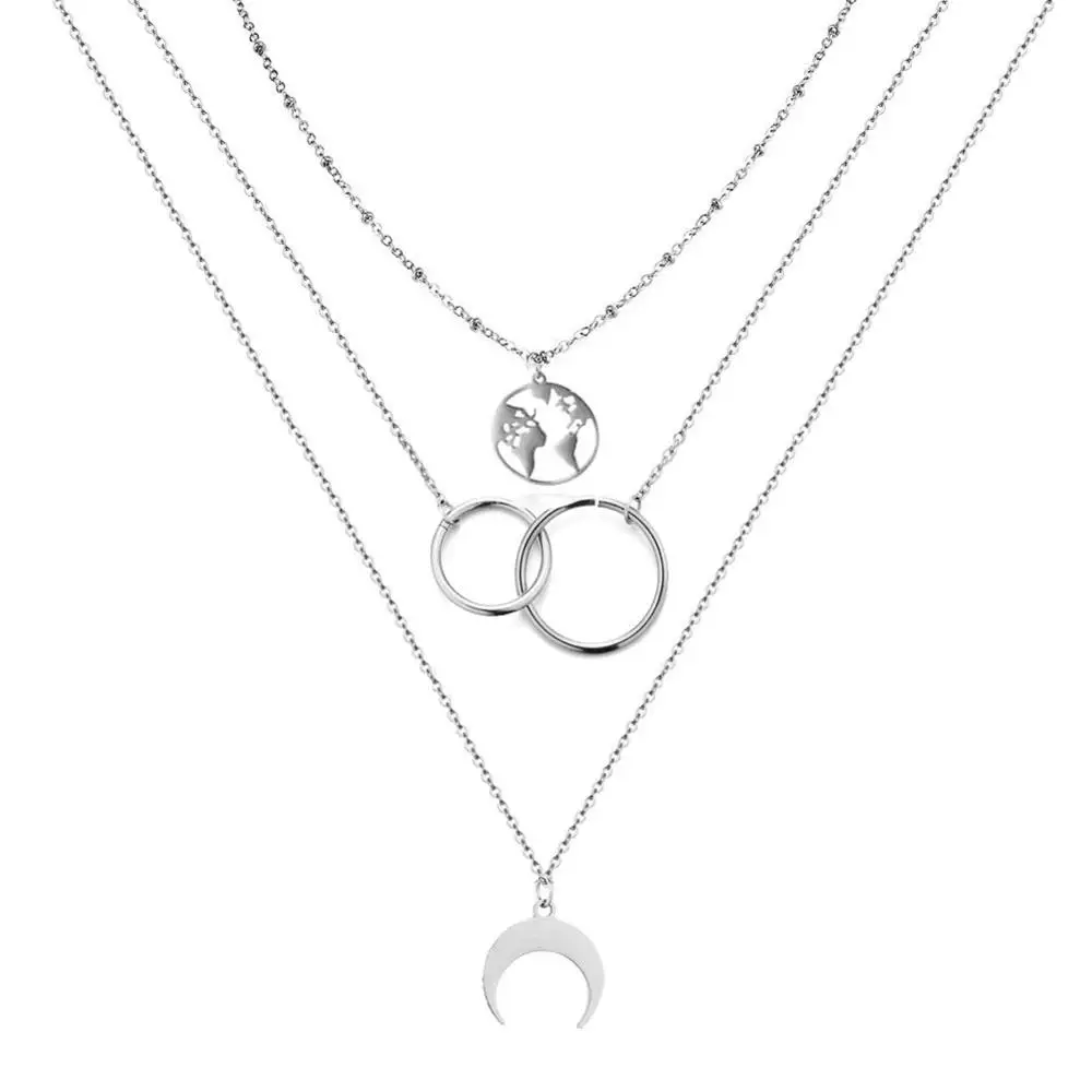 Винтажный многослойный чокер MinaMaMa из нержавеющей стали ожерелья для женщин