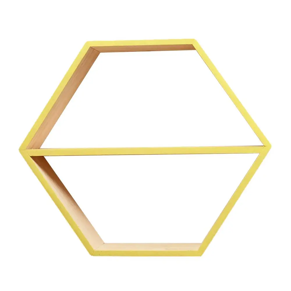 Hexagonal Yellow Скандинавском стиле деревянная полка стойка для хранения шестиугольный сотовый настенные полки для детской комнаты украшения реквизит для фотосессии - Цвет: Hexagonal Yellow