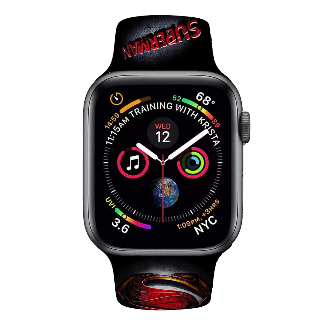 Рождественский подарок, ремешок для Apple watch 5, 4, 3, 2, 1, полосы 40 мм, 44 мм, силиконовый ремешок с цветочным принтом для iWatch Series 5, 4, 3, 2, 38 мм, 42 мм