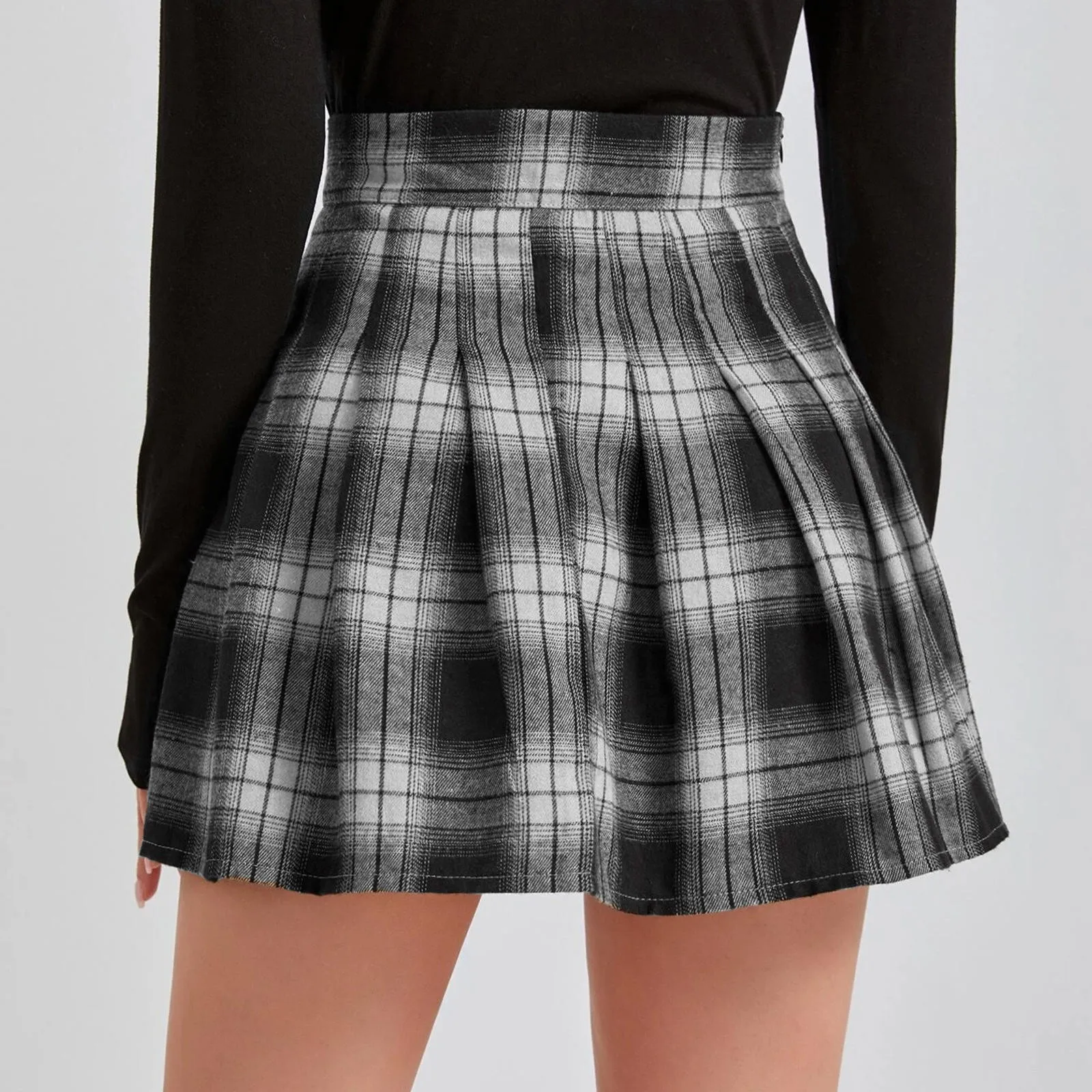 Women Pleated Skirt Fashion Retro Punk Plaid Print Zipper Short Mini Harajuku Girls Student 2021 | Женская одежда