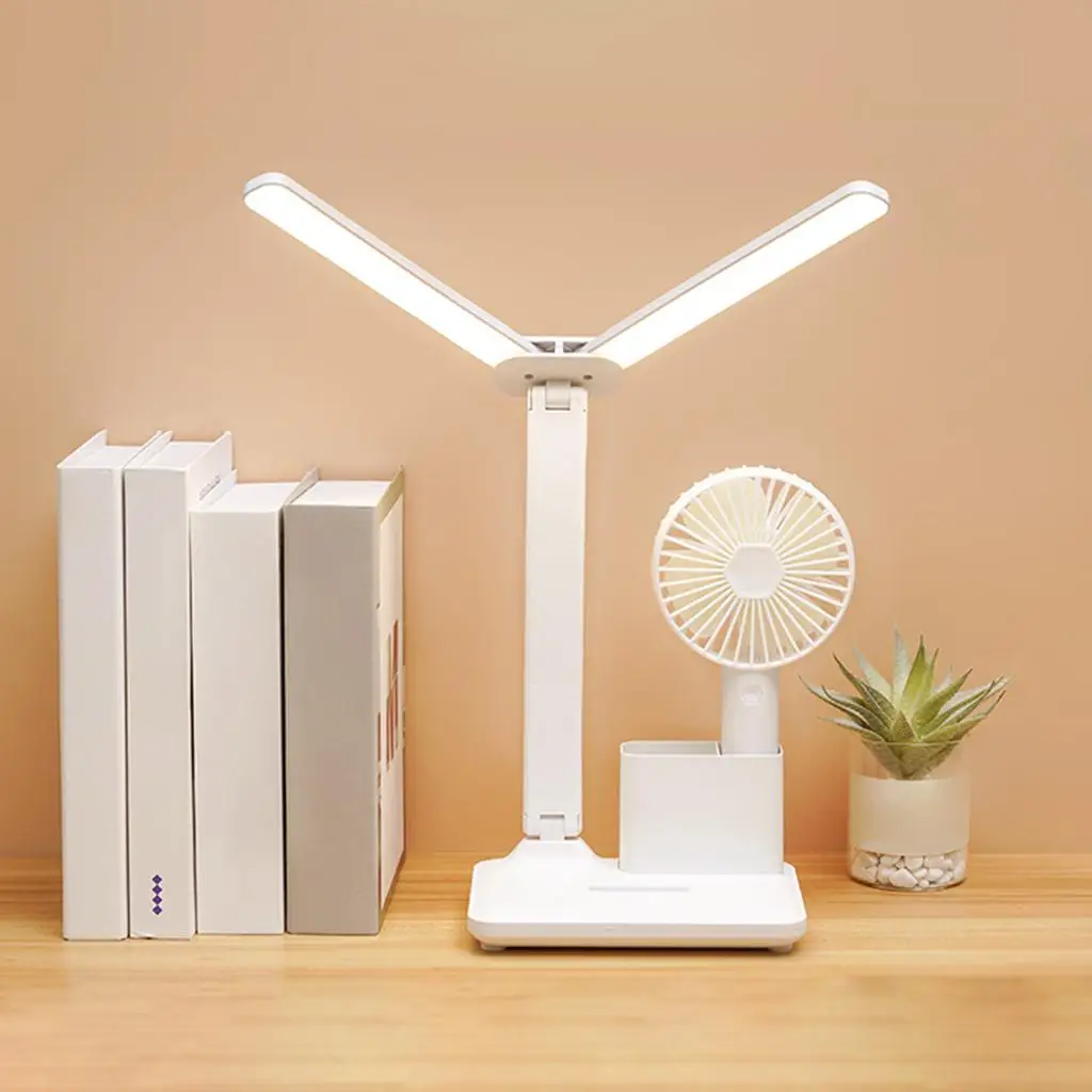 

Desk Lamp Double Head Table Light LED with Pen Holder Eye Caring Home Dorm