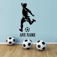 personalised boys name wall art stickers football player removable vinyl sport wall decals home decor teens boy room h191