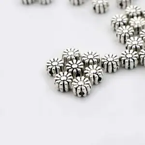 Бусины из тибетского серебра и золота с отверстием, для самостоятельного изготовления ювелирных изделий мм, 50p, 6 мм