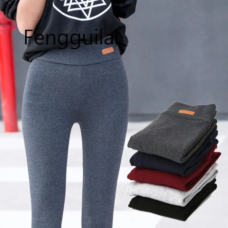 Casual Thicken Cotton Leggings Women Fall New Fashion Fitness Slim Fit Ankle Length Leggings Lable Elastic Pants Femal