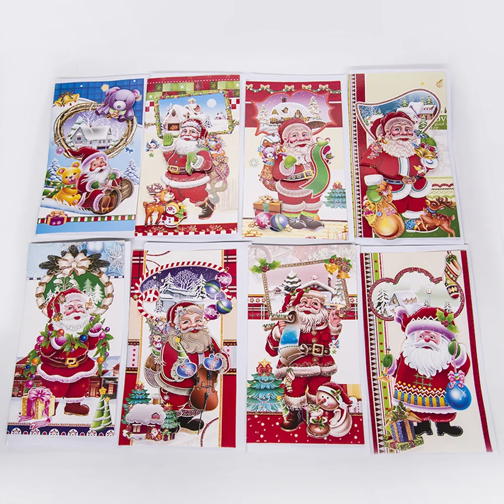 8 шт. Рождественская поздравительная открытка с Санта-Клаусом и конвертом