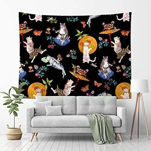 

Tapestry Wall Hanging, Mountain, Tree, Animal Wall Tapestry with Art Home Decoration for Living Room