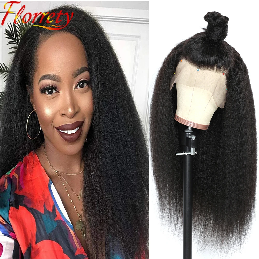 

Kinky Straight Lace Front Wig Malaysia Human Hair 13x4 Lacefront Lace Frontal 4x4 Closure Pre Plucked Yaki Wigs For Black Women