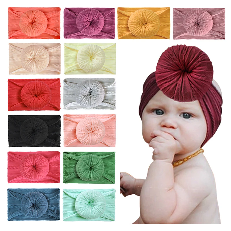 

Повязка на голову для новорожденных мальчиков и девочек, мягкий хлопковый головной убор с узлом, широкая однотонная эластичная одежда, аксе...